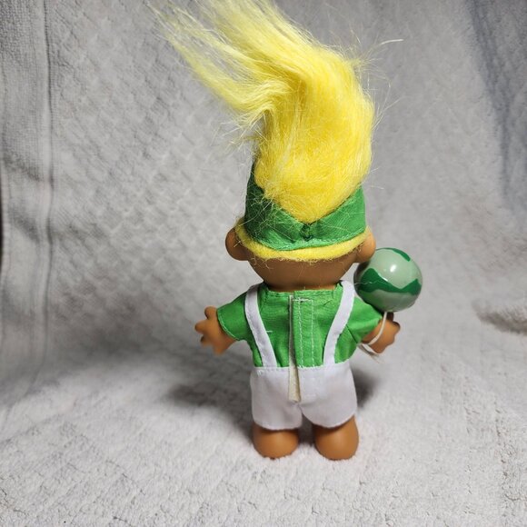 Vintage Russ "Save the Earth" Troll-YELLOW HAIR-Includes Globe - Picture 3 of 4
